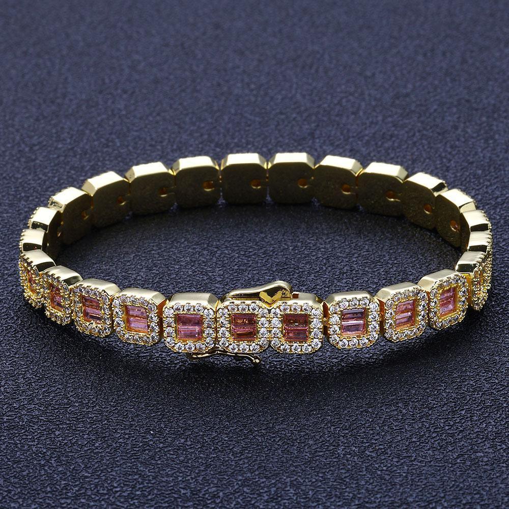 CARÁTIX Dainty Pink CZ Cluster Tennis Necklace – Clear Rectangle Cubic Zirconia Chain Jewelry for Women - CaratixJewelry